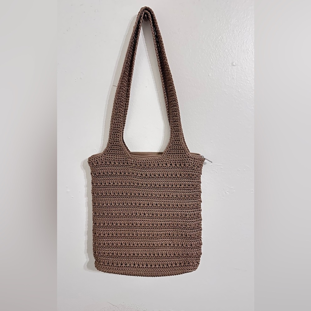 The Sak Taupe Crochet Pouch